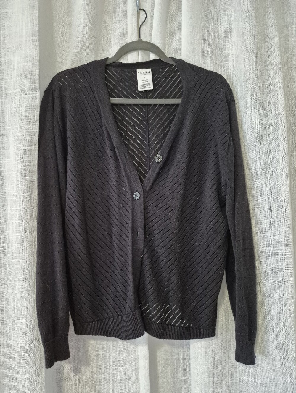 Serra Knit Black V-Neck Button Cardigan Sweater
